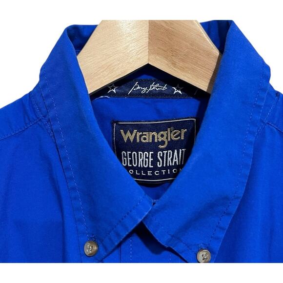 Wrangler George Strait Collection Royal Blue Button Down Long Sleeve Shirt XL - Picture 2 of 6